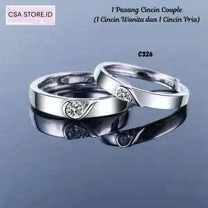 Cincin Couple Half Love Diamond Ring Cincin Pasangan Pria Wanita Adjustable - C326