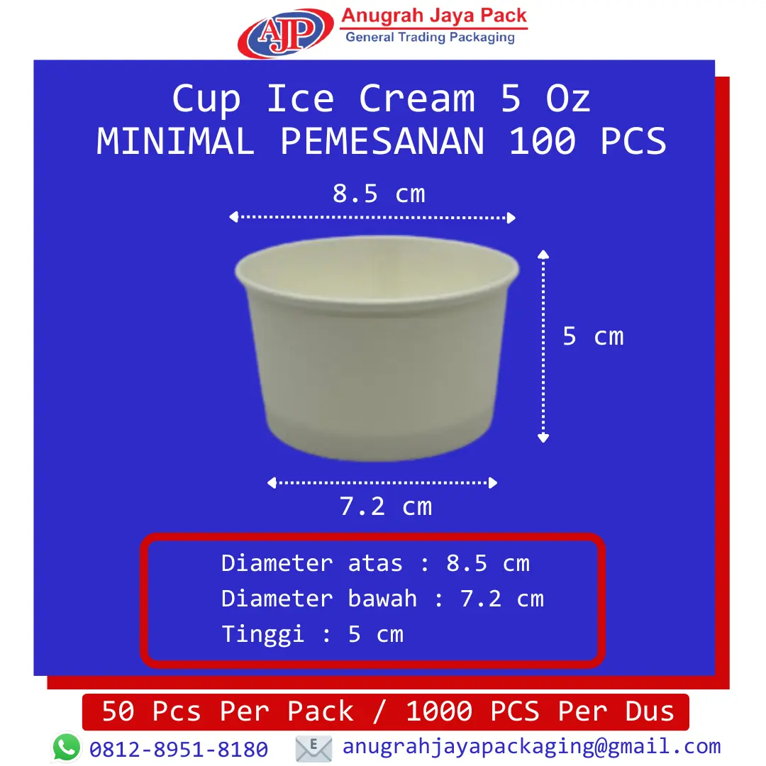 Ice Cream Cup 5 Oz (150 ml) / Gelas Kertas Paper Es Krim