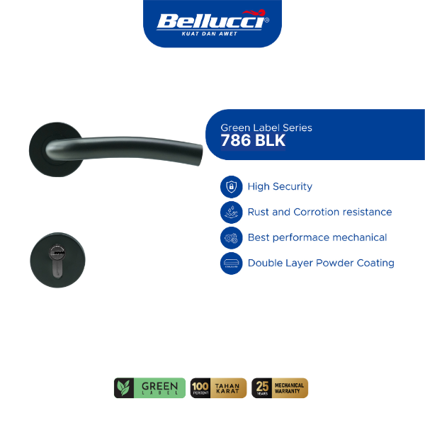 Gambar Bellucci Door Handle K-786 Black Kunci Pintu Rumah Satu Set Minimalis Modern High Security dari ONASSIS BELLUCCI OFFICIAL Kota Tangerang Tokopedia