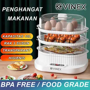 Electric Food Steamer Alat Kukus Kapasitas 10L Kukusan Listrik Multifungsi 3 Sekat