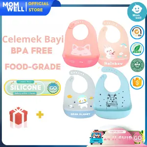 Momwell Baby Bib Silicone Celemek Makan Bayi Waterproof Celemek Bayi BIB01