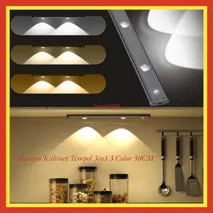Lampu Tempel Led Usb Charger Sensor Gerak Kabinet Lemari Spotlight  Fleksibel Serbaguna Sensor Light Rechargeable 3 Warna Color Cahaya Baterai Saklar