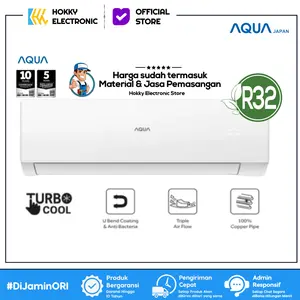 AC AQUA AQA KCR5FQDL 1/2 PK | ac aqua aqa-kcr5fqdl R32 Turbo Cooling FREE PASANG