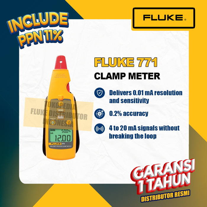 Gambar Fluke 771 Milliamp Process Clamp Meter dari FlukeDistributorIndonesia Kota Semarang Tokopedia