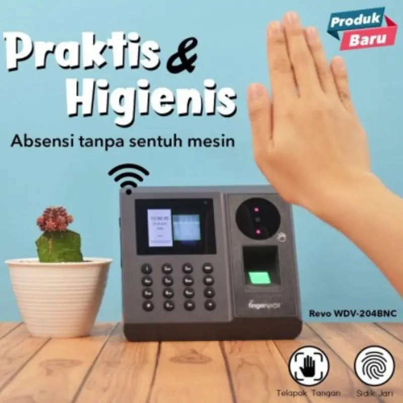 Mesin absensi Revo WDV 204BNC fingerprint telapak tangan Wifi Battery 0