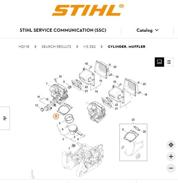 Cylinder Gasket MS 382 STIHL Packing Cylinder Mesin Chainsaw MS382 1119 ...