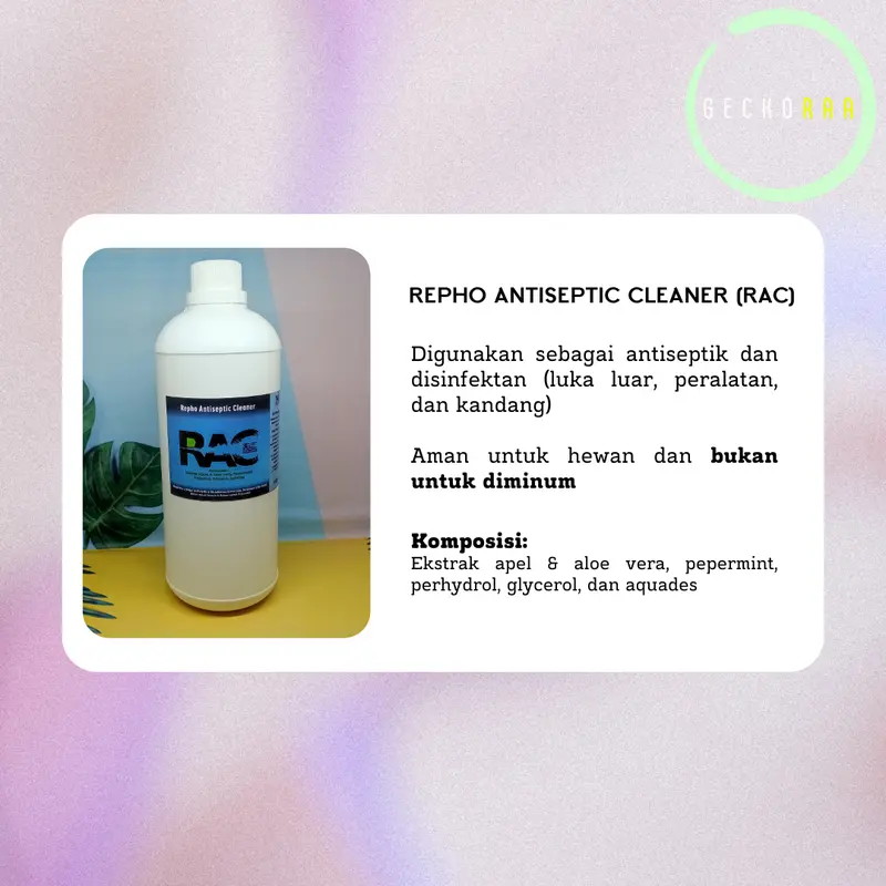 Repho Antiseptic Cleaner RAC Repack Antiseptik Kebersihan Disinfektan Kandang Kotak Akuarium Reptil Gecko AFT Bearded Dragon 1