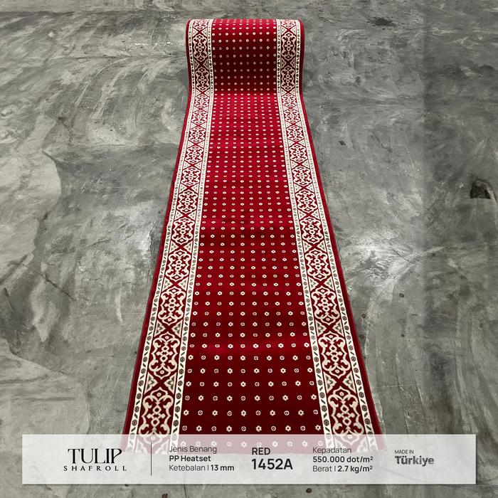 Gambar Karpet Masjid / Sajadah Masjid / Karpet Mushola Meteran / Karpet Lorong / Runner / Panjang Motif Minimalis Klasik Custom Design Turki Premium Red / Merah Tulip 1452A dari Sufi Carpet Kota Administrasi Jakarta Pusat Tokopedia