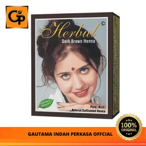 Pewarna Rambut Herbul Dark Brown Henna Hair Dyes Box isi 6pcs