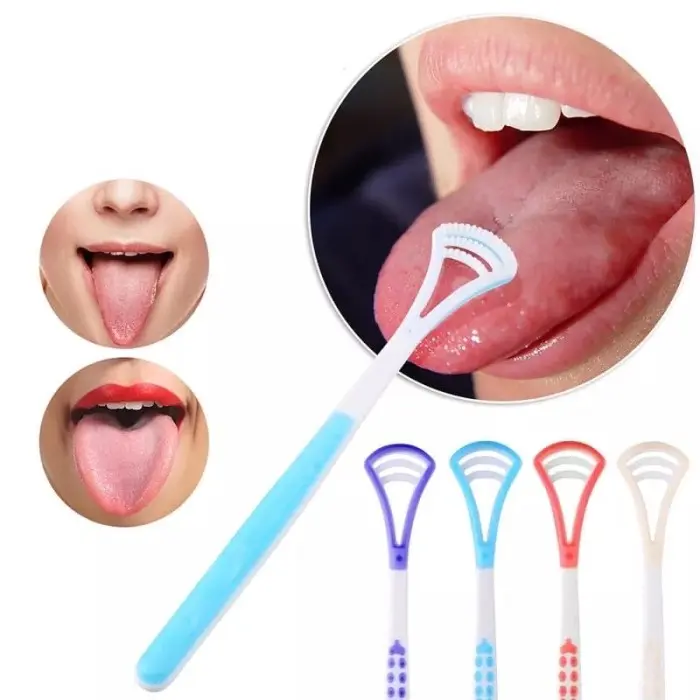 Sikat Pembersih Lidah Tongue Cleaner Scraper / Alat Pengangkat Kotoran Plak Lapisan Putih Kuman Bakteri Jamur Penghilang Bau Mulut Tak Sedap Bahan Plastik + Silicone Mudah Dibersihkan / Perawatan Kebersihan Lidah Mulut Gigi Nafas Segar Gerigi Rubbery 6