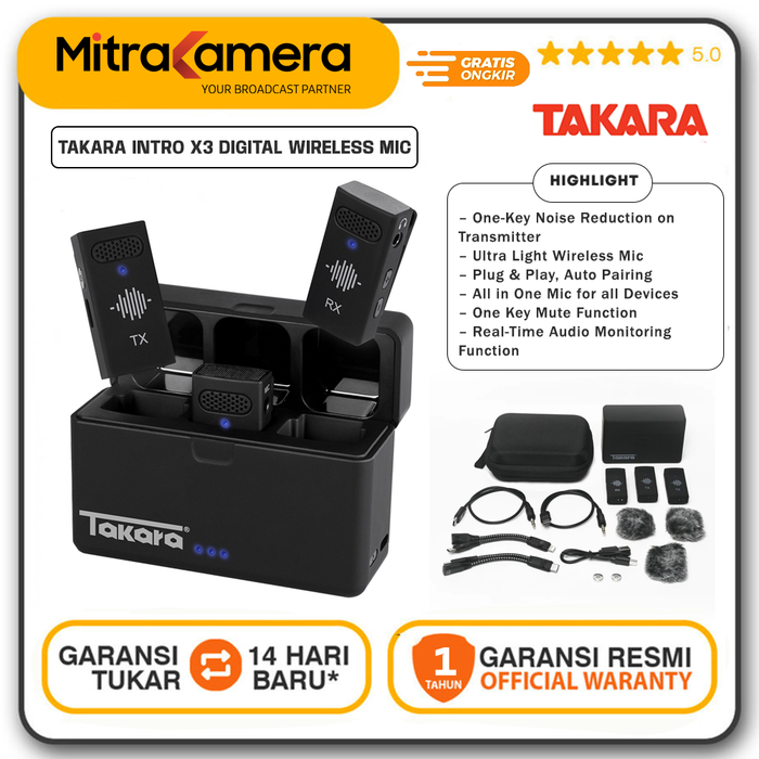 Gambar Takara INTRO X3 Digital Wireless Mic Microphone with Charging Case dari Mitrakamera Kota Administrasi Jakarta Selatan Tokopedia