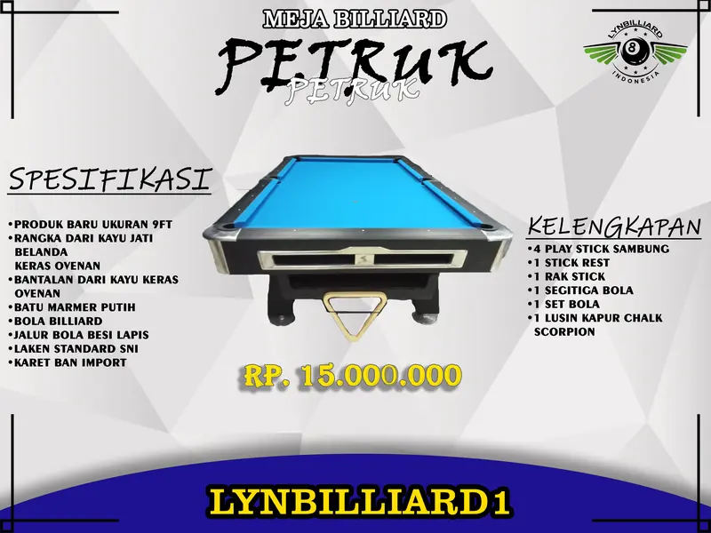 MEJA BILLIARD PETRUK 9 FEET BARU NEW 0