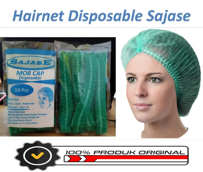 Head Cap Medis Nurse Cap Hairnet Medis Hijau 1 Pack isi 10 Pcs