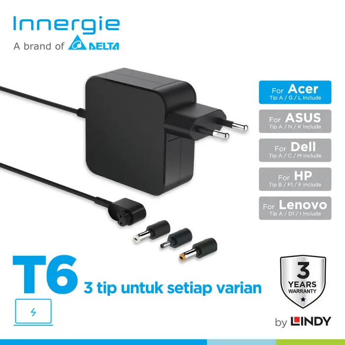Gambar CHARGER LAPTOP INNERGIE T6 65W 45W ADAPTER LAPTOP FOR ACER ASUS LENOVO DELL HP - ACER dari Expocomp Kota Surabaya 5 Tokopedia