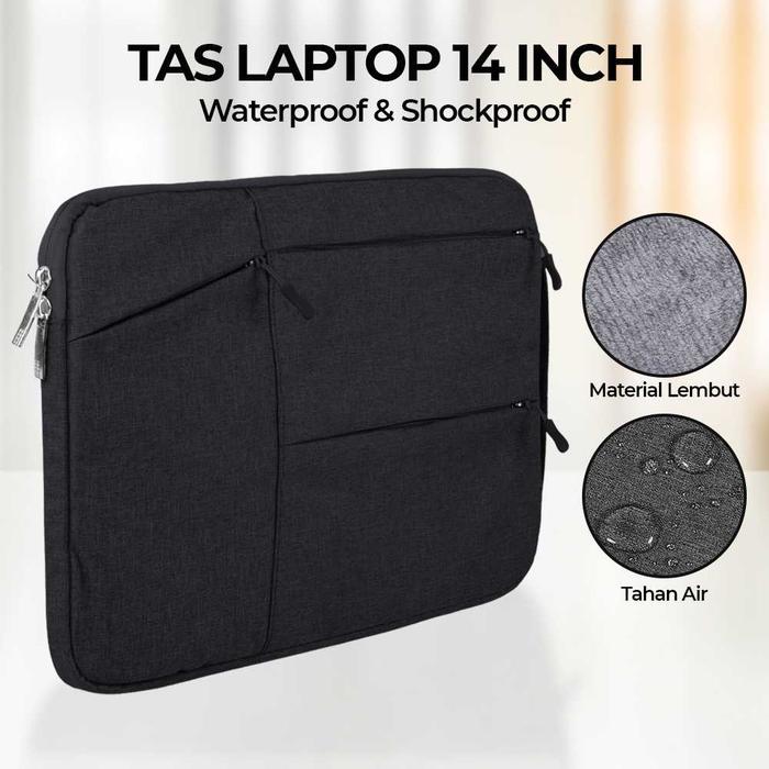 Gambar Softcase 14" Tas Laptop Notebook up to 14 inch inci tebal shockproof waterproof Hitam dari Click & Go Tokopedia Kota Bandung Tokopedia