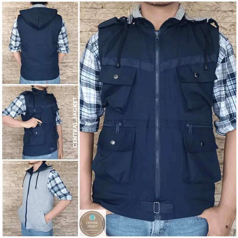 JAKET ROMPI HOODIE PRIA - VEST HOODIE TASLAN - ROMPI MULTIFUNGSI 1