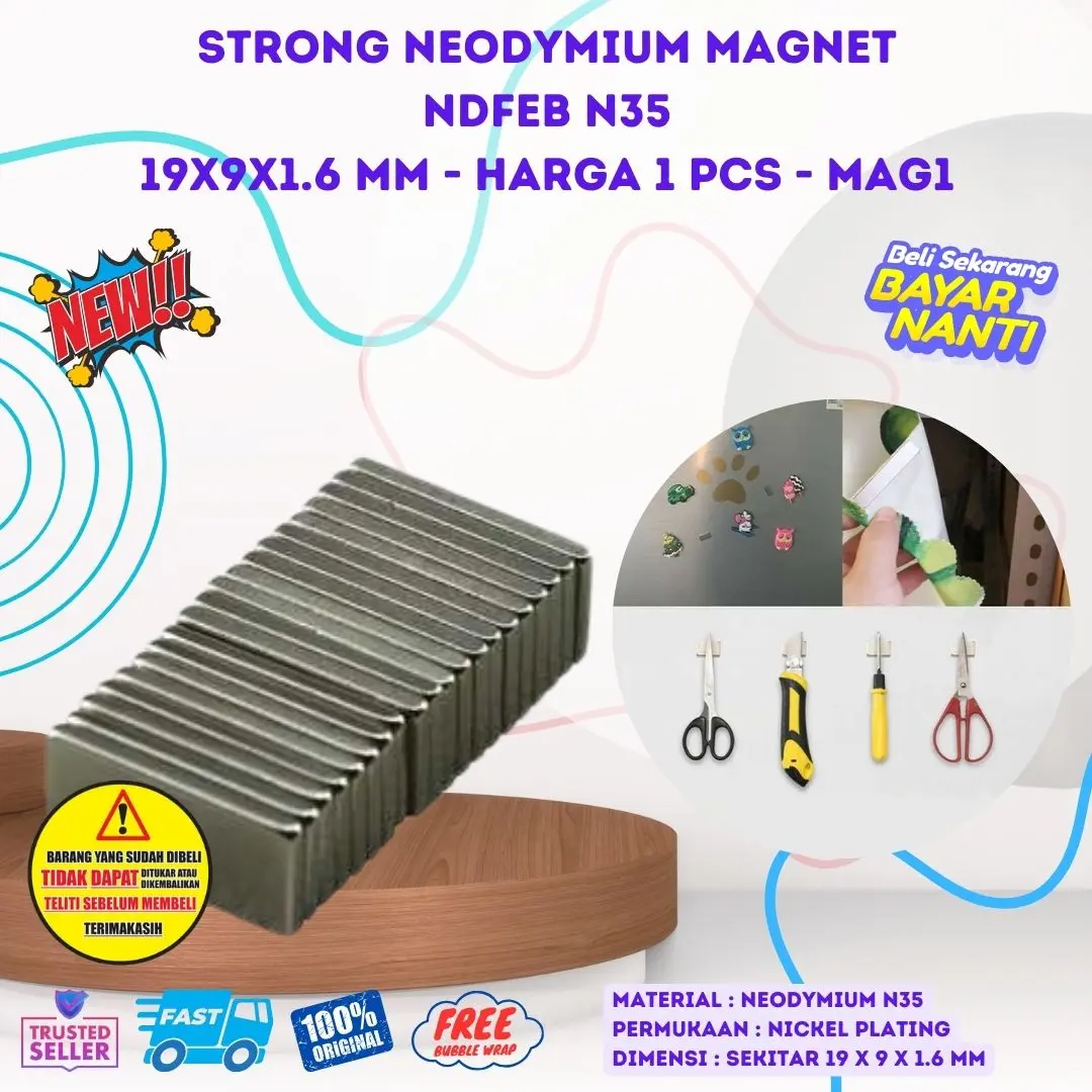 HS Square Persegi 20x10x2mm Neodymium Magnet Kancing NdFeB N35 Kuat