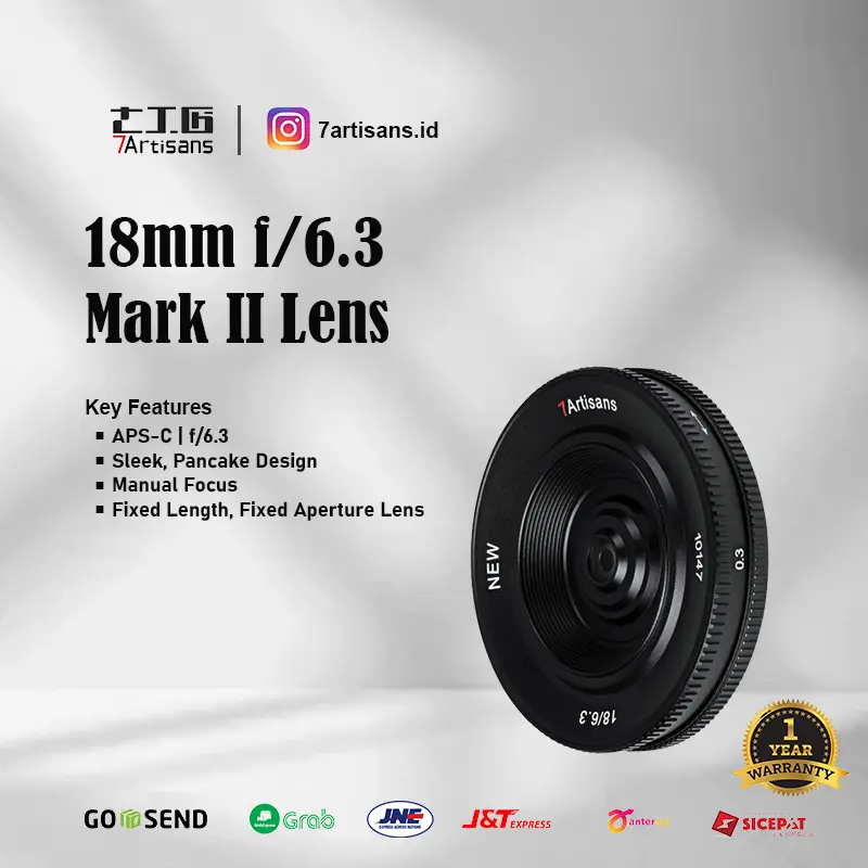 7artisans 18mm f6.3 Mark II Aps-c UFO Pancake APS-C Lens for E/FX/Z