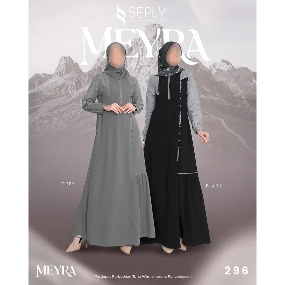 Gamis SEPLY Meyra 296 Black ,Grey/Gamis Seply/ Diskon 15%