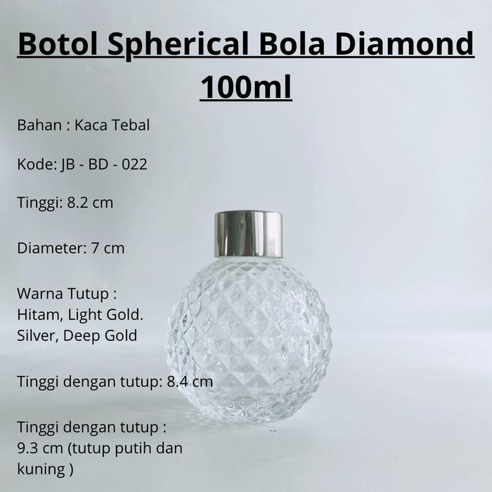Gambar Botol Reed Diffuser Spherical Bola DIAMOND Transparan - 100 mL - Hitam dari Java Botol Kota Surabaya Tokopedia