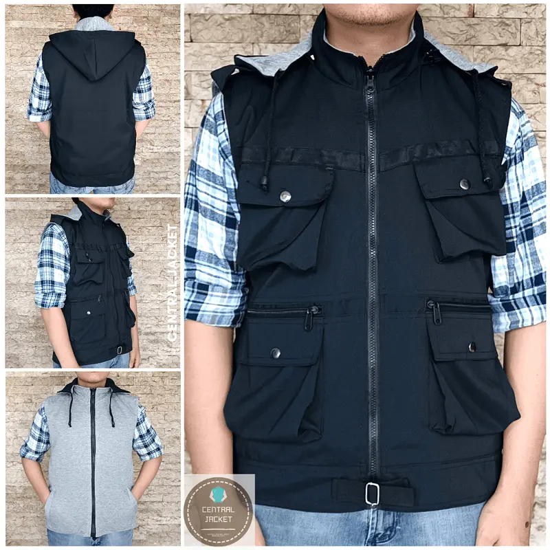 JAKET ROMPI HOODIE PRIA - VEST HOODIE TASLAN - ROMPI MULTIFUNGSI 2