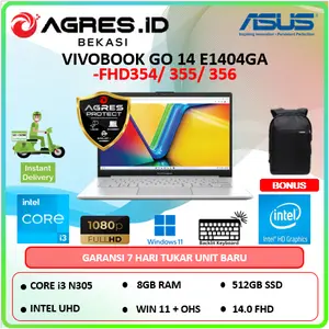 Asus Vivobook Go 14 E1404GA Core i3 N305 Ram 8Gb 512Gb Win11+Ohs 14.0Fhd Black, Green & Silver