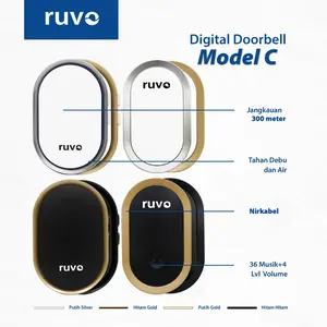 [SENSOR LEBIH JAUH] Ruvo Wireless Doorbell Type C Bel Rumah Kantor Tanpa Kabel Set 1 Tombol 1 Receiver / 2 Tombol Remote Transmitter / 2 Receiver Waterproof Bel Pintu Rumah