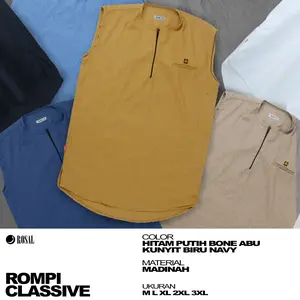 Rompi Sholat Classive Rosal Classic Eksklusif Pakaian Pria Muslim Pelindung Aurat Saat Shalat Warna Polos Kerah Oblong