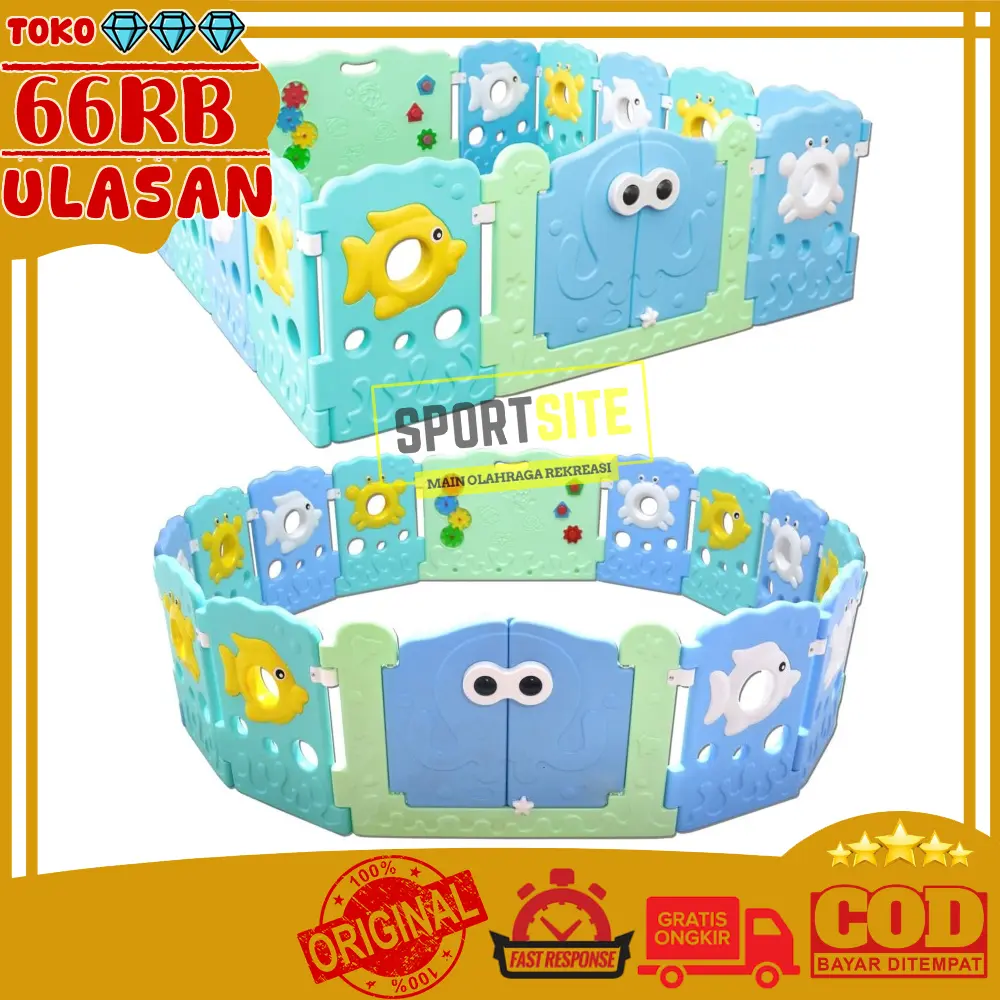 Labeille Ocean Fence 12+2 KC 216 Play Yard Activity Baby Pagar Pengaman Keamanan Mainan Anak Bayi Tempat Bermain PlayYard Playpen L'abeille ID KC-216 Ocean Fence 12 + 2