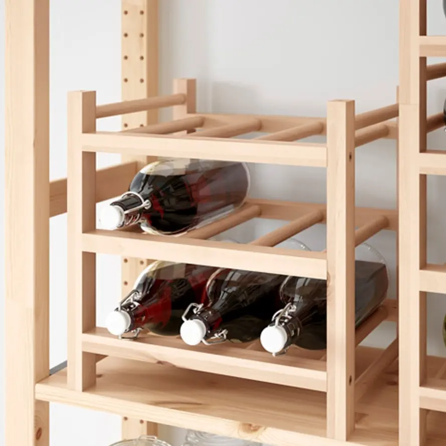 E02108 Rak Botol Anggur 9 pcs botol kayu Wine Rack Solid Wood