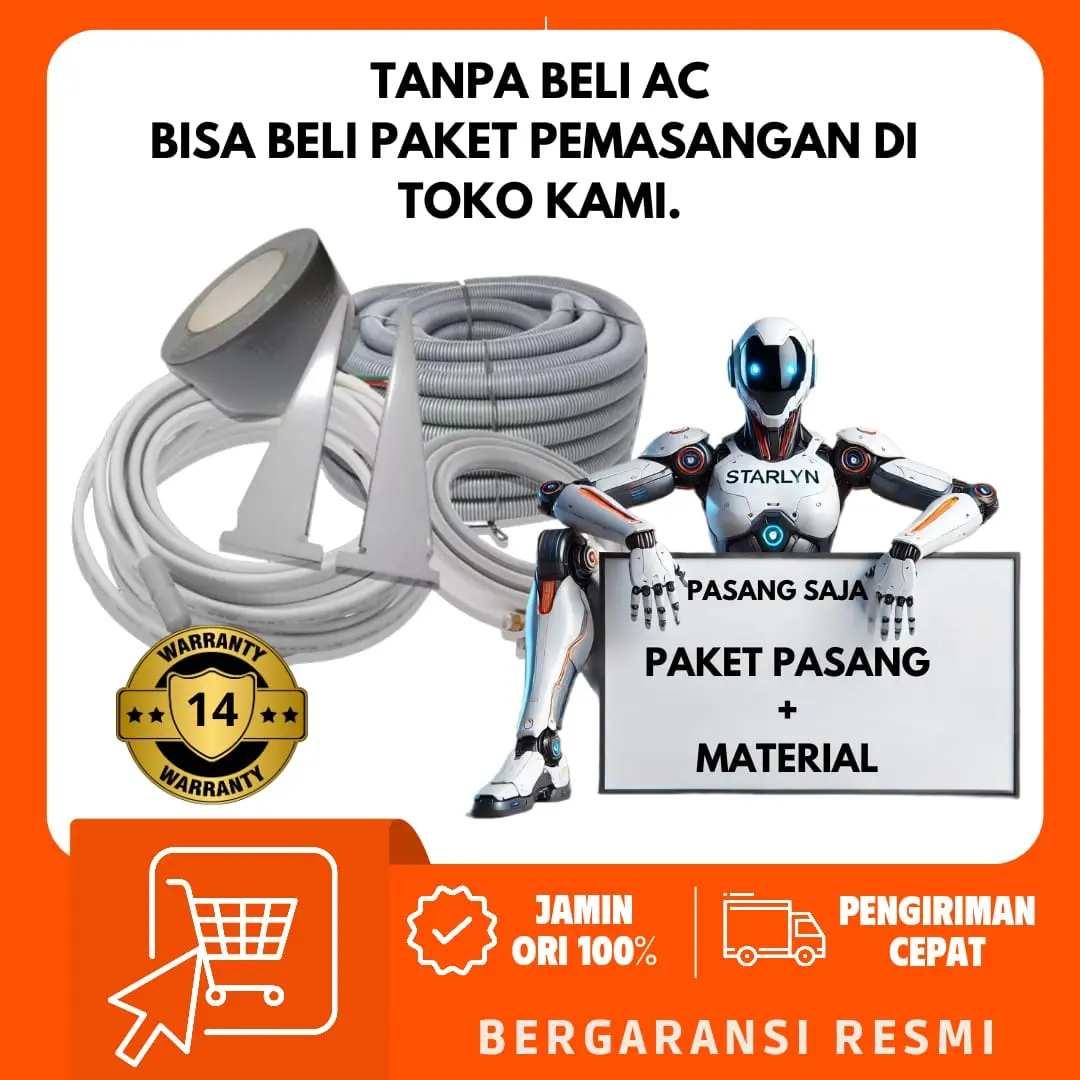 PAKET PASANG AC 1/2 - 1 PK + MATERIAL 3 / 5 METER PIPA PREMIUM 0.55mm