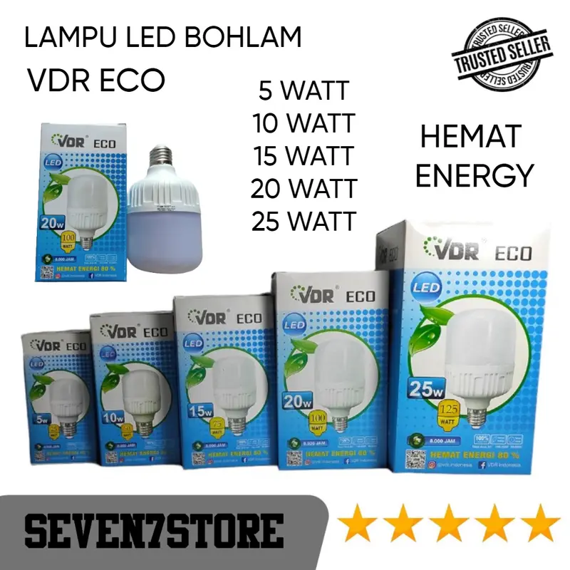 Lampu Bohlam Led VDR 5 10 15 20 25 Watt Kapsul Cahaya Putih 0