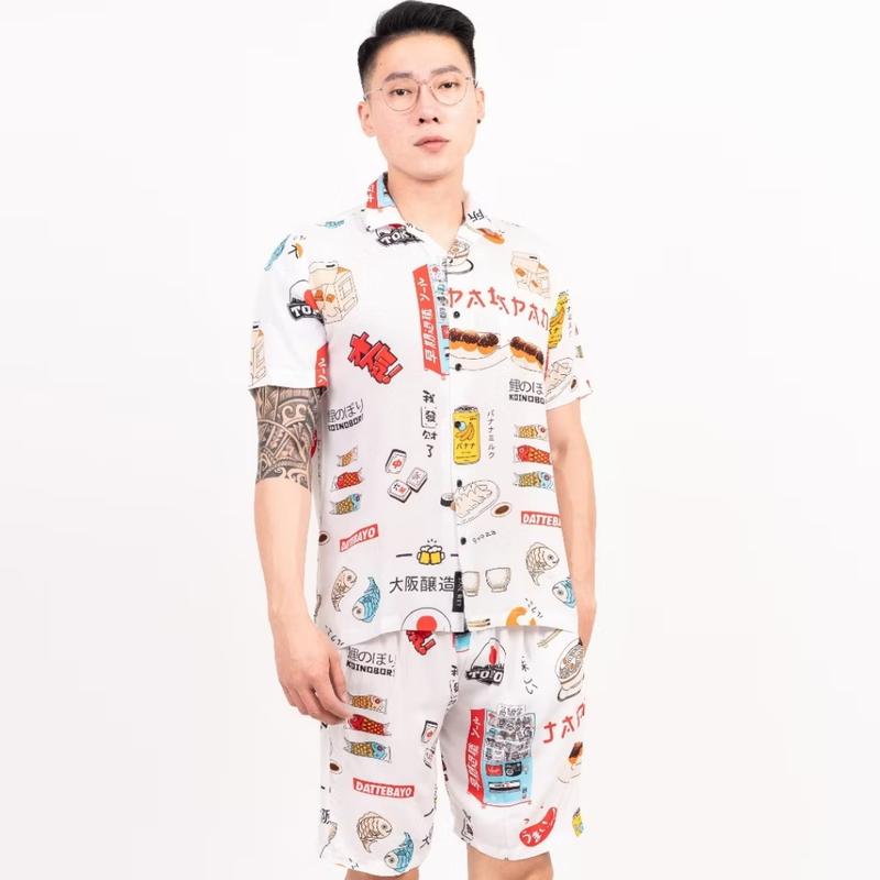 Piyama pria dewasa sleepwear men tie dye set pria baju tidur piyama 3