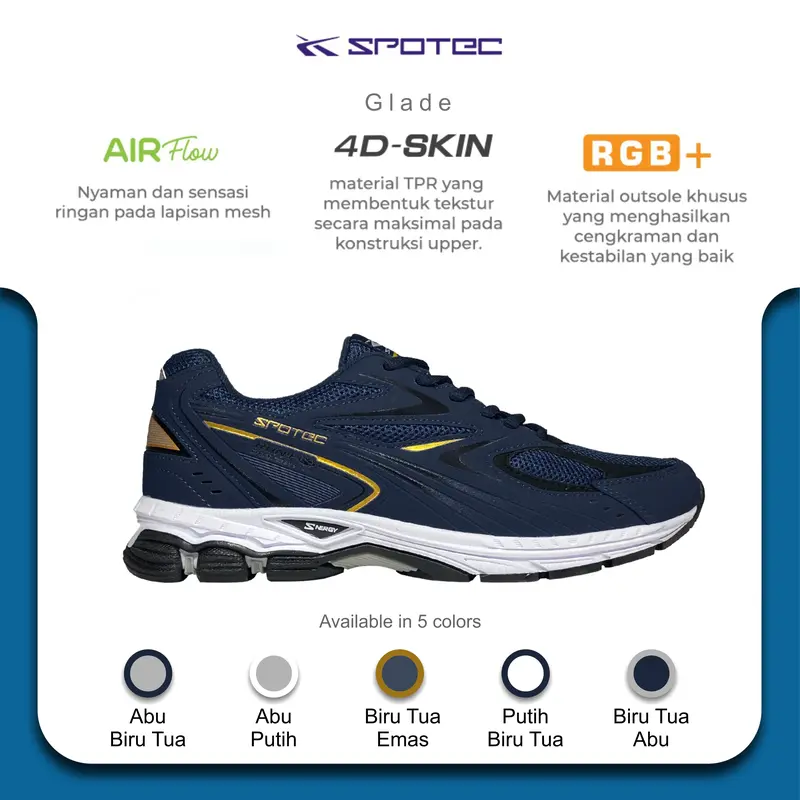 SPOTEC Sepatu RUNNING Artikel GLADE- Biru/Emas 0