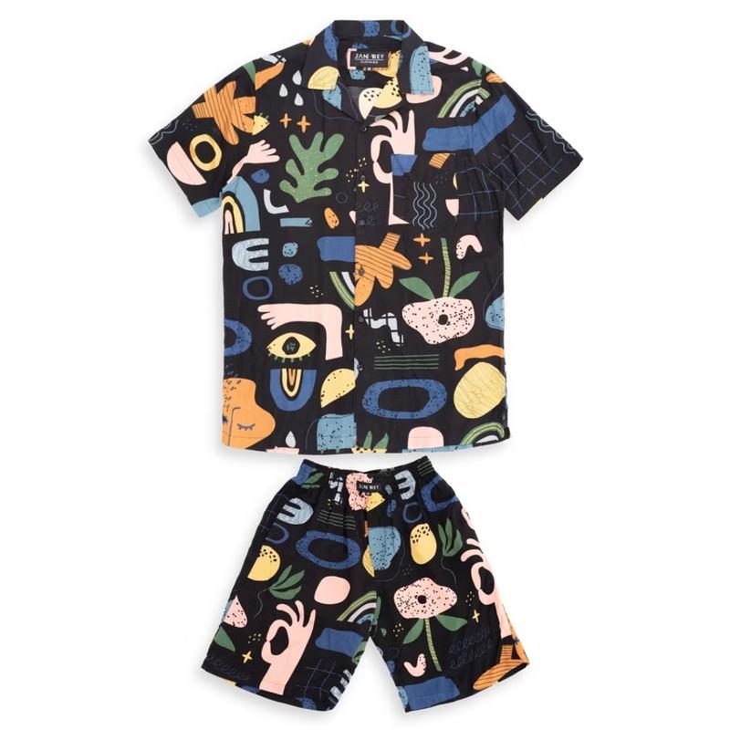 Piyama pria dewasa sleepwear men tie dye set pria baju tidur piyama 4
