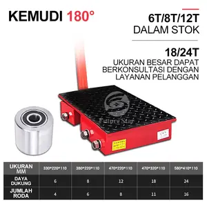 Roda Pemindah Barang 6 Ton 8 Ton 12 Ton Machinery Roller Mover Carrier Tank Trolley Hand Handling Cargo Trolley Heavy Duty Machine Dolly Skid Skate Rotation Industrial Moving Equipment