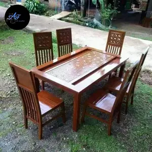 meja makan kursi 6 murah bahan full jati