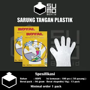 Sarung tangan plastik pelindung steril sekali pakai 100pcs 50pasang
