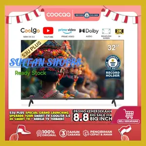 COOCAA 32S3UPLUS SMART TV 32 INCH  2K FREE FLICKER COOLITA 3.0 DOLBY AUDIO I COOCAA  SMART TV 32S3U PLUS-2K NEW SERIES 2024