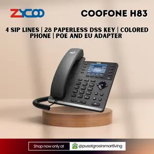 Telepon IP Zycoo Coofone H83 - support 4 SIP Lines, 28 Paperless DSS Key, Colored IP Phone, POE VOIP and EU Adapter
