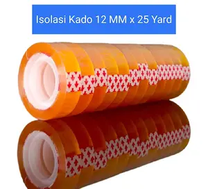 isolasi Kado kecil 12mm x 25 Y Selotip Bening isi 12 pcs Gulungan Tebal