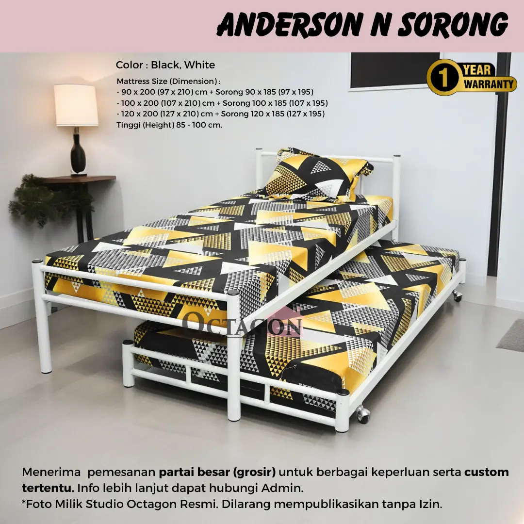 Ranjang Besi Minimalis + Sorong Anderson