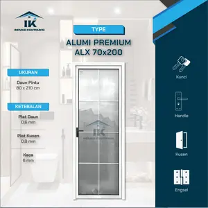PINTU TOILET KACA ALUMINIUM / PINTU KAMAR MANDI / PINTU ANTI KARAT