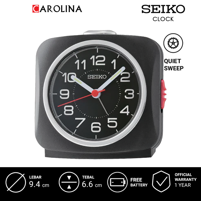 Gambar Jam Beker SEIKO Analog QHE194K Quiet  Sweep Black Color Black Dial Alarm Clock  Weker dari Carolina Watch Kota Administrasi Jakarta Barat Tokopedia