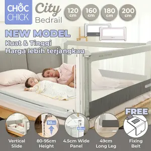 Choc Chick CITY [120cm, 160cm, 180cm, 200cm] Strong & Tall Bedrail Pagar Pengaman Ranjang Kasur Anak Bayi