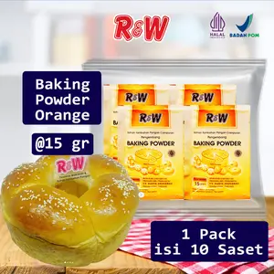 R&W Rajawali Baking Powder Orange Extra Mengembang 15 Gram Isi 10 Sachet Pengembang Bolu Cake Halal BPOM