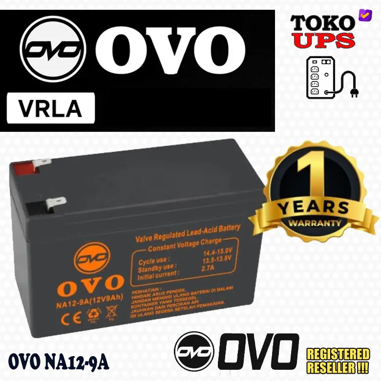 Baterai UPS OVO 12V 9AH VRLA NA12-9A