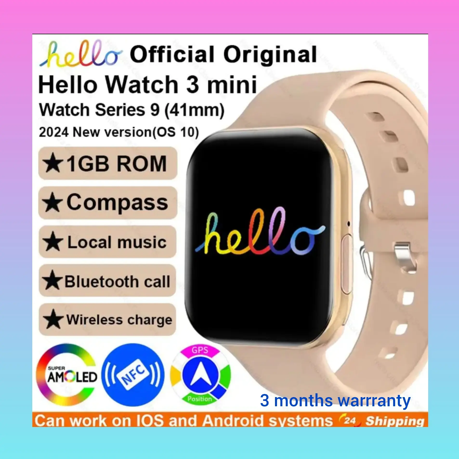 Hello Watch 3 Mini Series 9 41mm 1.75 Inch 1 GB ROM Bluetooth Call IP68 Smartwatch