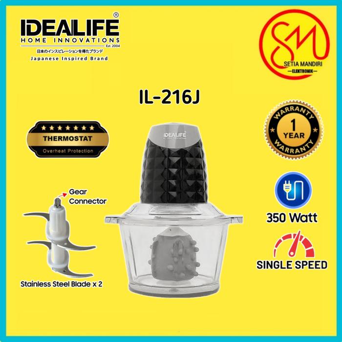 Gambar IDEALIFE Chopper IL-216J - Penghancur Pencincang Daging Sayuran Bumbu Bahan Makanan dan Es dari Setia Mandiri Elektronik Kota Administrasi Jakarta Utara Tokopedia