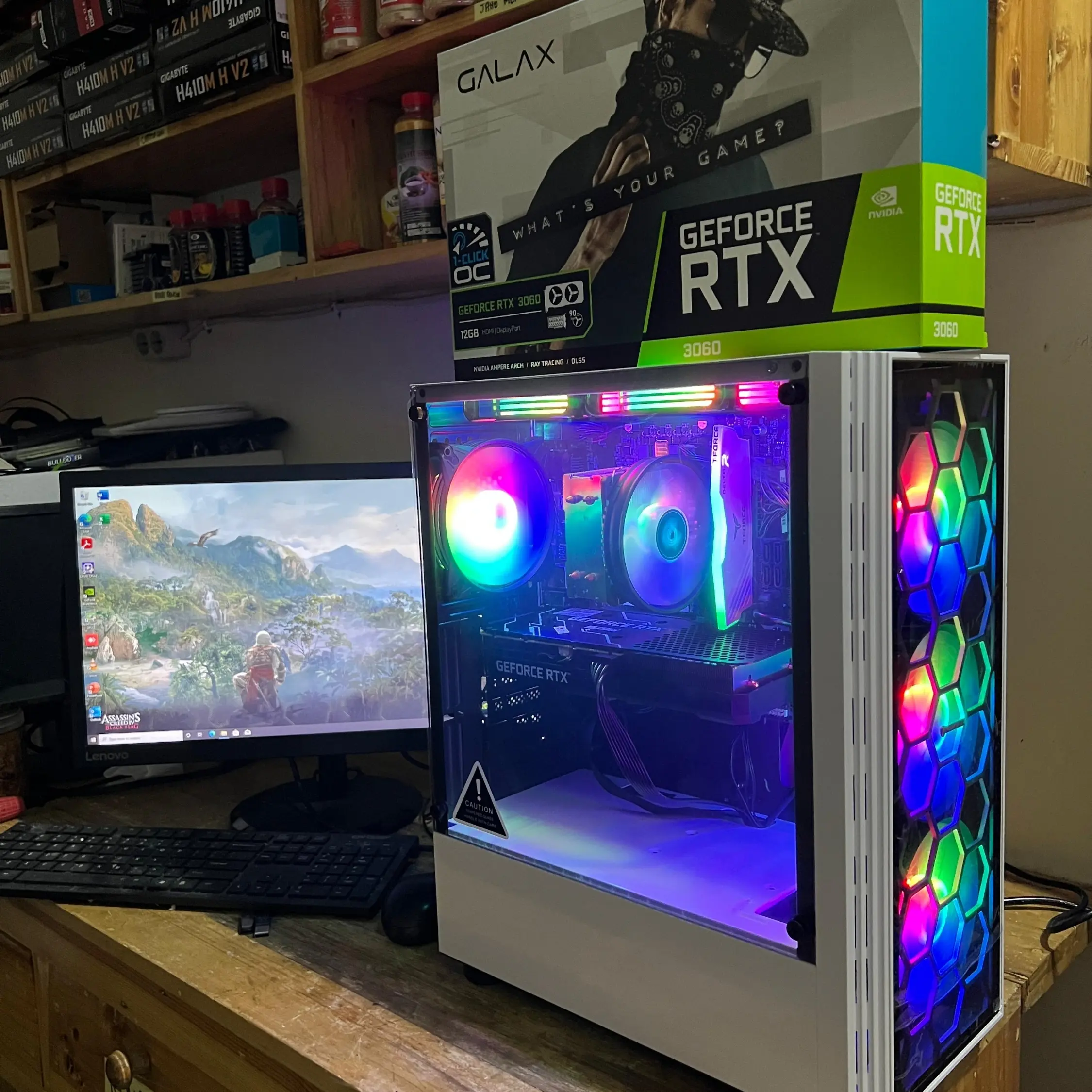 PC Gaming Fullset i5 12400F VGA RTX 3060 12GB SSD NVME 256GB RAM 16GB DDR4 3200 MHz HDD 500GB computer full set